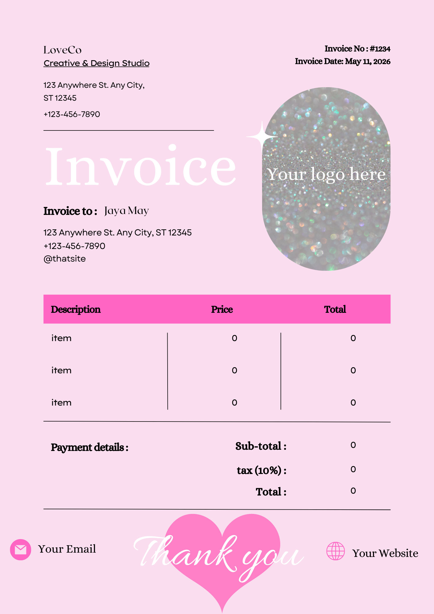 Invoice Template DIY Invoice Invoice for Business Cute Etsy