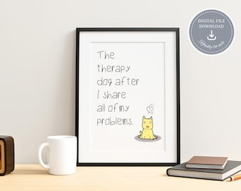 Funny mental health poster, Therapist office decor, Self care quote, Counselor office printable wall art, Therapy dog, Quirky wall art