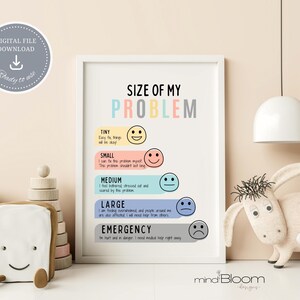 Size of my problem poster, Feelings poster, Emotional regulation printable, Therapy office decor, Calm down corner, Problem solving chart