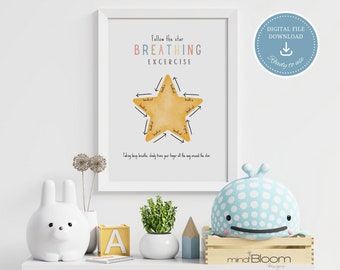 Mindfulness breathing for kids, Breathing exercise posters, Calming corner, Classroom grounding exercise, Social emotional learning