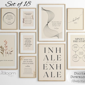 18 Therapist office art decor, Psychologist print bundle, Counseling posters, Therapy wall art, Mental health, Psychology quote, Gift set