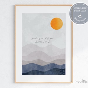 Healing is not linear, Therapists office decor, Self care poster, Inspirational Mental health prints, Psychologist art, Counselor office