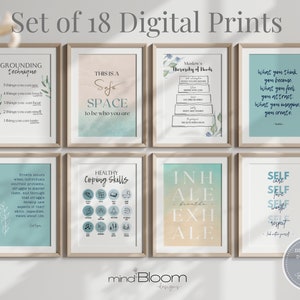 18 Therapeuten Büro Kunst Dekor, Psychologe Print Bundle, Beratung Poster, Therapie Wandkunst, Psychische Gesundheit, Zitat von Psychology, Geschenk Set