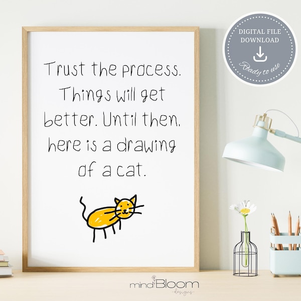 Funny mental health poster, Therapist office decor, Trust the process, Self care quote, Counselor office printable wall art, Quirky wall art