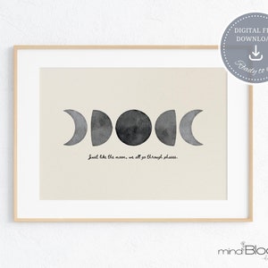 Moon phase print, Therapists office decor, Self care poster, Inspirational Mental health prints, Psychologist art, Counselor office decor