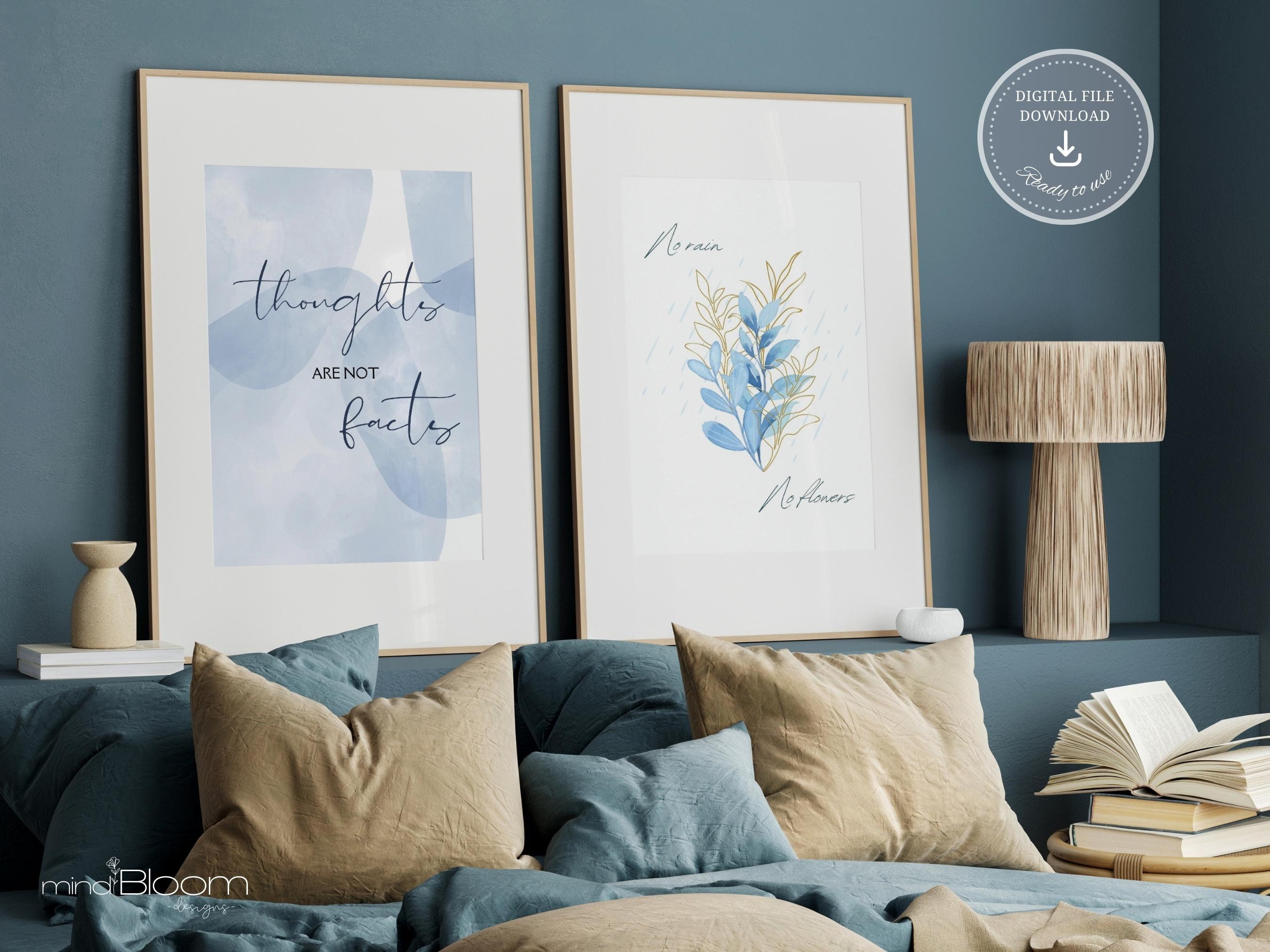 Poster Déco Santé Mentale - Aquarelle 'Inspire Expire' 30x40 Cm - Pour Bureau, Chambre Ou Salle De Thérapie