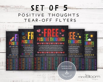 School counselor door sign, Positive thoughts tear off flyer, Therapy office decor, Classroom, social work, Psychologist, Daily affirmations