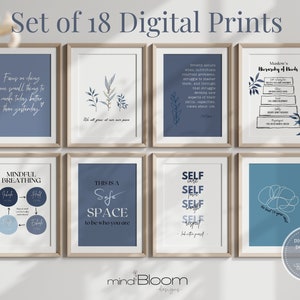 18 Therapist office art decor, Psychologist print bundle, Counseling posters, Therapy wall art, Mental health, Psychology quote, Gift set