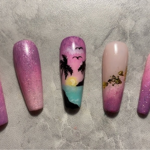 Palm tree press on nails