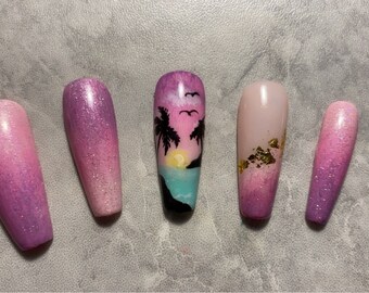 Palm tree press on nails