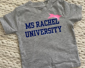 Ms Rachel university tshirt, Ms Rachel baby tshirt, toddler tshirt, toddler gift, Ms Rachel fan outfit, short sleeve baby tshirt, custom gif