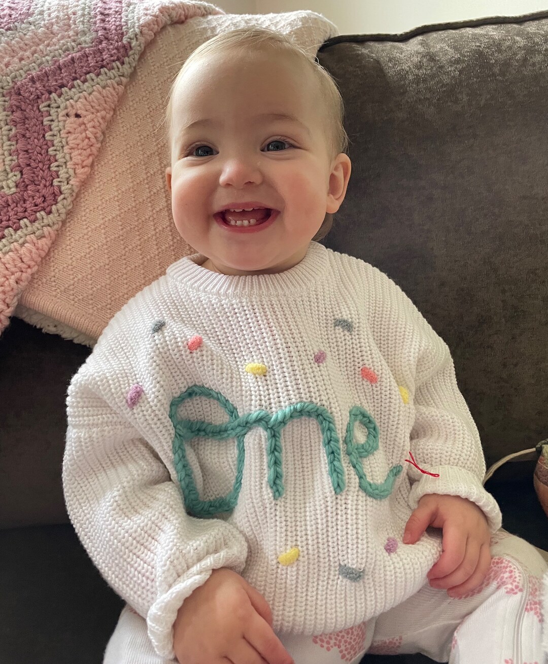 Custom Hand Embroidered Sweater for Babies, Personalized Sweater