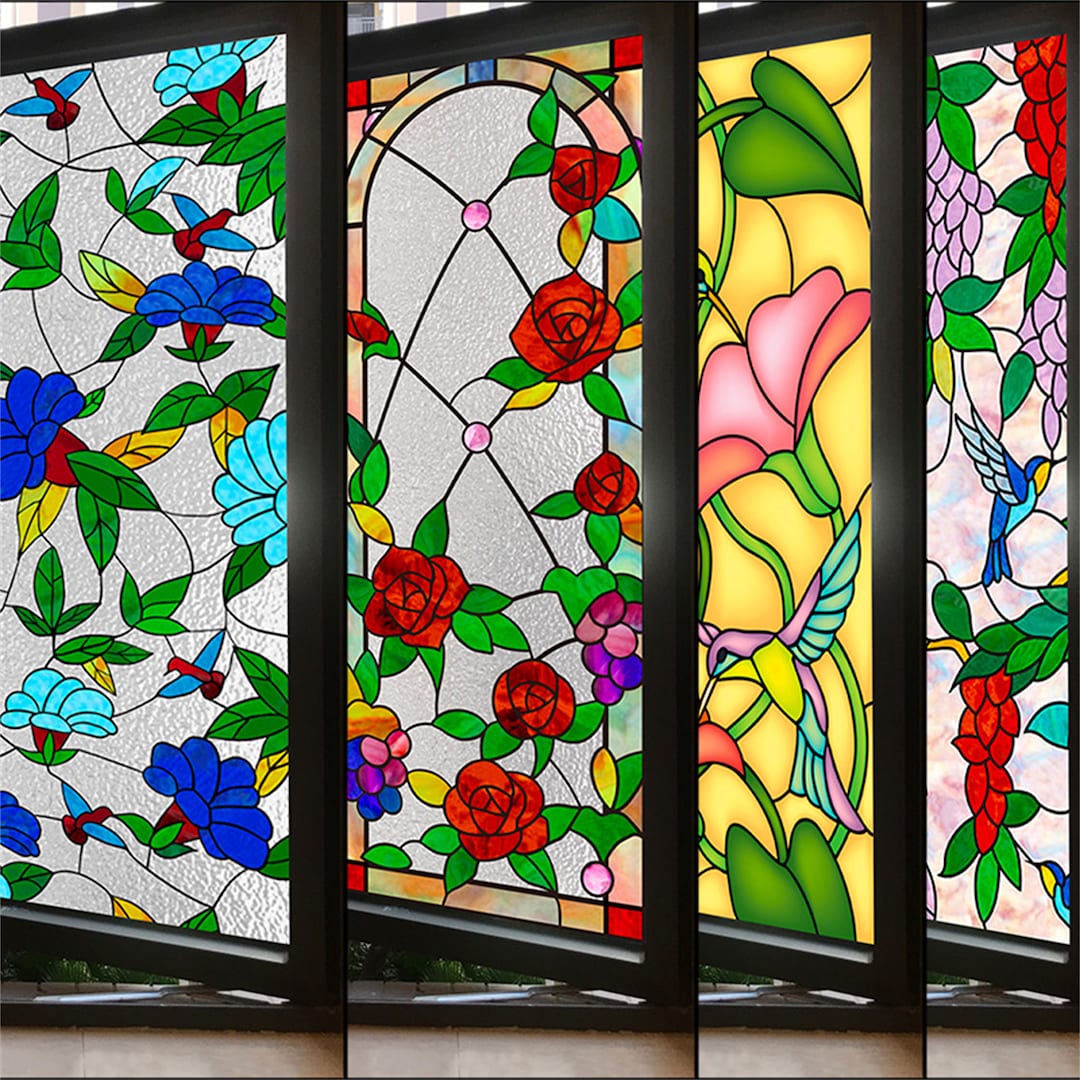 Custom size stained glass window film electrostatic heatproof etsy