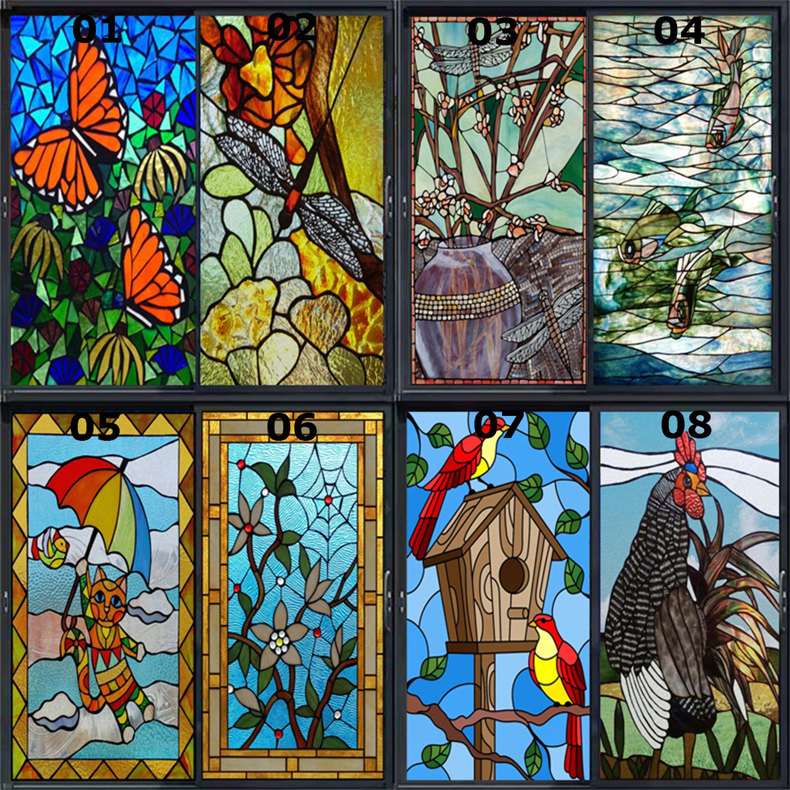 Custom Size Glass Filmsstained Glass Stickers Static Etsy