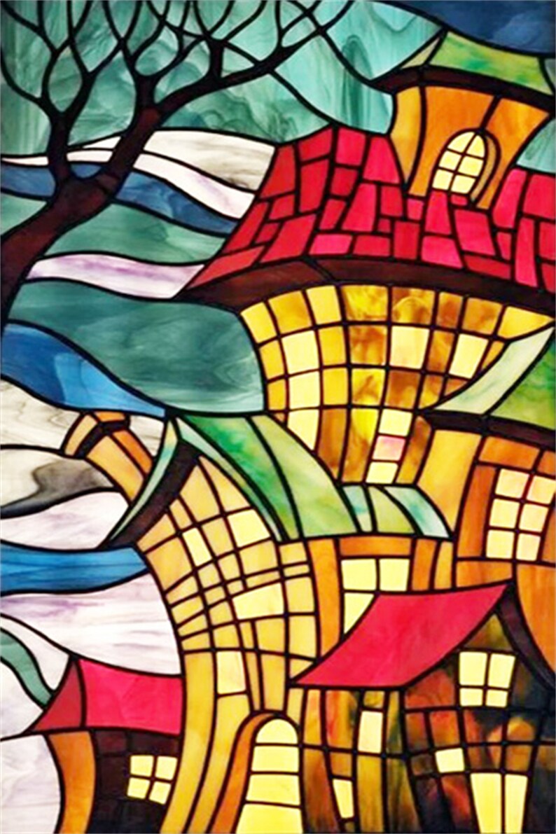 Custom Size Stained Glass Window Film Vintage Church Style Etsy