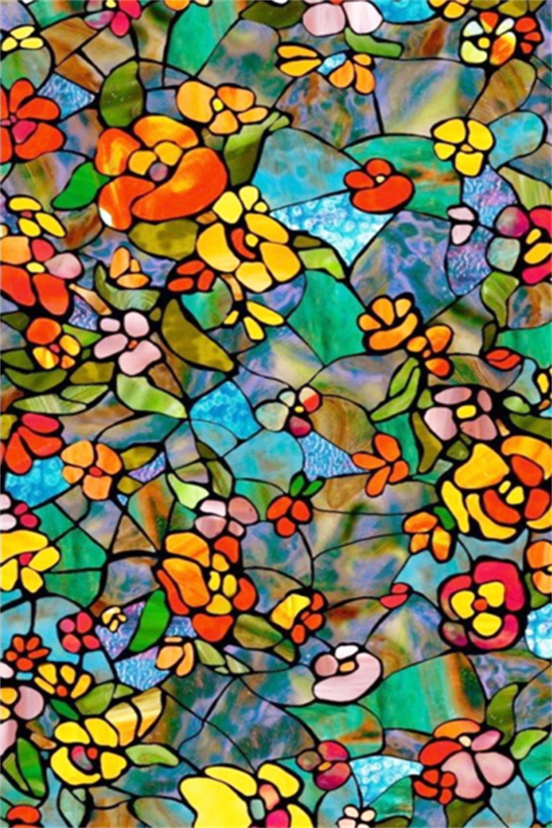 Custom Size Stained Glass Window Film Vintage Church Style Etsy