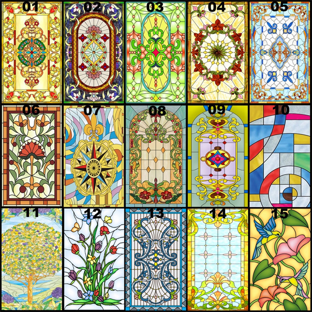 Customized Size Stained Glass Film Window Films Static Cling Frosted