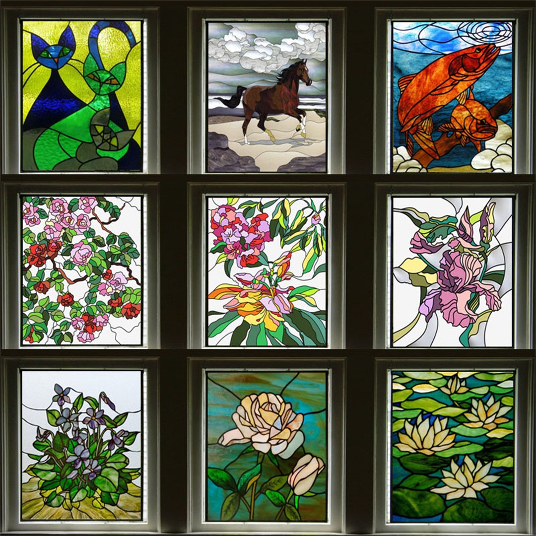 Custom Size Glass Films Stained Glass Stickers Static Cling Frosted