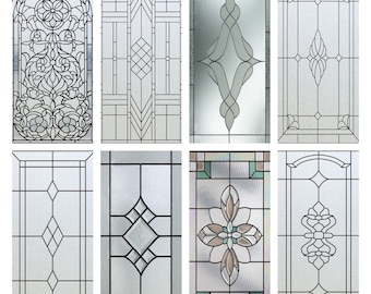 Custom Size Stained Glass Window Film Transparent Glass Sticker Static  Cling Iron Style Black Line Office Door Home Decor 