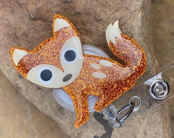 Glittery Fox Badge Reel