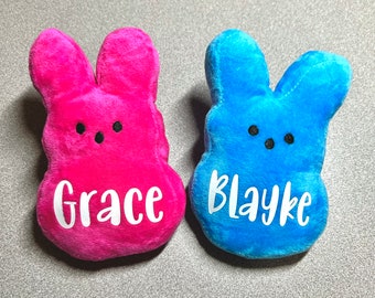 Personalized Peep Stuffed Animal, Rabbit Plush, Easter Bunny Toy, Custom Bunny Peep, Basket Stuffer, Easter Gift for Kids, Bunny Plush