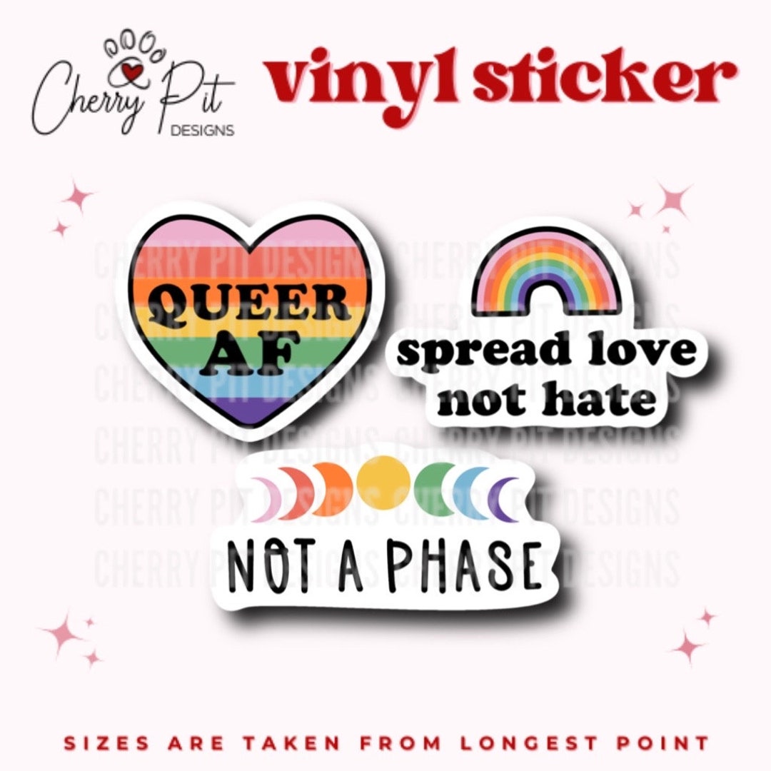 Pride Love Vinyl Decal Sticker Pack, Rainbow LGBTQ, Queer Gay, MacBook ...