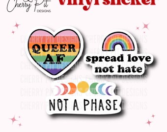 Pride Love Vinyl Decal Sticker Pack, Rainbow LGBTQ, Queer Gay, MacBook Decal, Gift