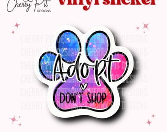 Adoptez Don't Shop, Sticker en vinyle, Sauvetage de maman, Sauvetage de chien, Sticker maman fourrure, Sticker MacBook, Sticker pour ordinateur portable, Sticker bouteille d'eau, Cadeau pour elle