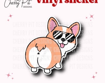 Sticker vinyle Corgi drôle, Sticker corgi cool, Sticker pour ordinateur portable, cadeau pour amoureux des chiens, amoureux des corgi, maman fourrure, Sticker drôle