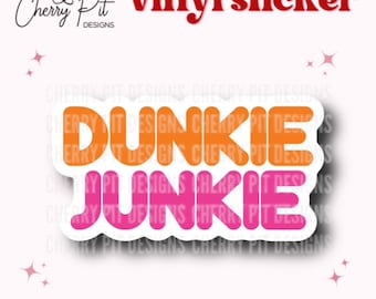Dunkie Junkie Vinyl Sticker, Coffee Decal, Dunkin Lover, Gift for Coffee Lover, MacBook Decal, Dunkin Donuts Sticker, Iced Coffee Lover