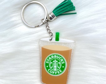 Iced Coffee Acrylic Keychain, Inspired Coffee Keyring, Iced Coffee Keychain, Gift for Coffee Lover