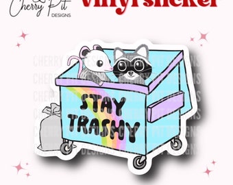 Sticker vinyle Trash, Sticker raton laveur drôle, Sticker Possum drôle, Sticker panda poubelle, Sticker poubelle, cadeau bâillon