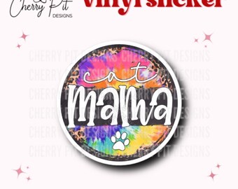 Cat Mama Vinyl Sticker, Cat Mom Sticker, Laptop Sticker, Vinyl Decal, Gift for Cat Lover, Fur Mom