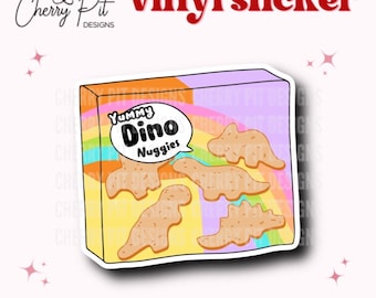 Sticker vinyle Dino Nuggets, Sticker Dino Nuggies, amateur de pépites de poulet, autocollant poulet arc-en-ciel, sticker pour ordinateur portable, cadeau pour amateur de pépites