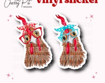 Chicken Hen Vinyl Sticker Pack, Bandana Hen Stickers, Laptop Sticker, Gift for Chicken Lover