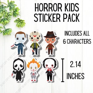 Horror Kids Vinyl Sticker Set, Horror Decal, Ghostface, Michael Myers, Halloween Stickers, Gift for Horror Fan, Horror Lover, Scary Movie