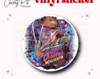 Freddy Krueger Vinyl Sticker, Sweet Dreams Decal, Horror Sticker, Gift For Horror Fan, Horror Lover, Scary Movie Sticker
