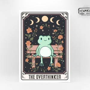Overthinker Frog Tarot Card Print | Funny Meme Art