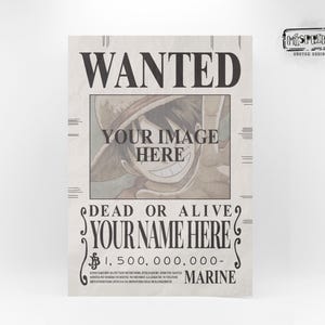 Poster anime ricercato personalizzato / Cartello Bounty personalizzato / Decorazione per la stanza dei giocatori / A4