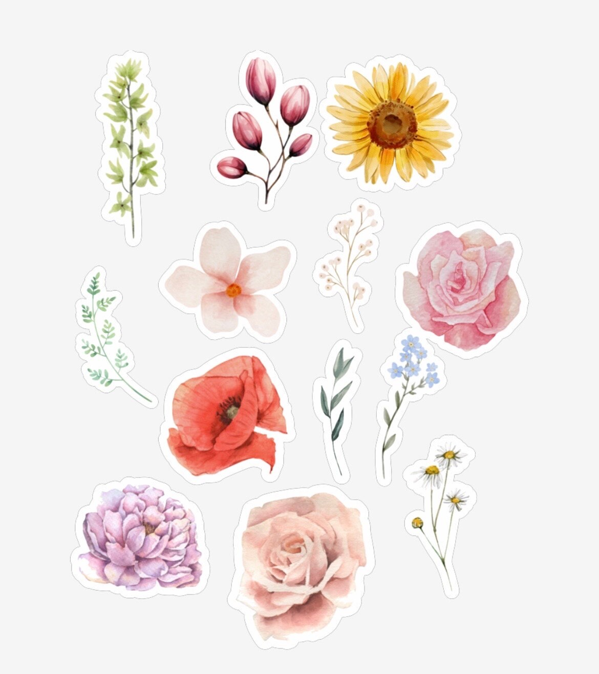 13 Beautiful Watercolor Flower Stickers - Etsy