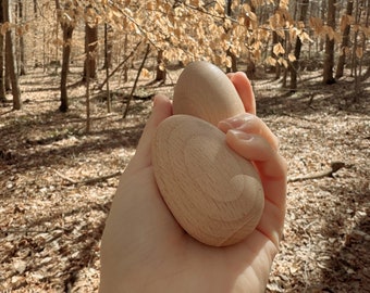 2 pcs Unfinished Beech Wood Egg Shakers Baby Shaker No Finish Wooden Eggs Handmade Montessori Rattle Baby Musical Toy Instruments Rare Wood