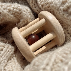 Wooden Montessori Bell Cylinder Baby Rattle Wood Musical Toy Instruments for Babies/Toddlers