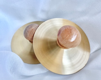 2 pcs Petit Cymbals for Toddlers Handmade Baby Sensory Toy Instrument Montessori Rattle - Natural & Modern Music Toys