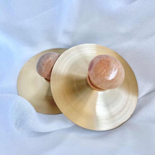 2 pcs Petit Cymbals for Toddlers Handmade Baby Sensory Toy Instrument Montessori Rattle - Natural & Modern Music Toys