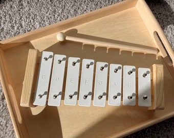 Xylophone pour bébé, xylophone en bois blanc Montessori pour enfants, jouet de musique, instruments, cadeau pour instrument de musique pour tout-petit de 1 an