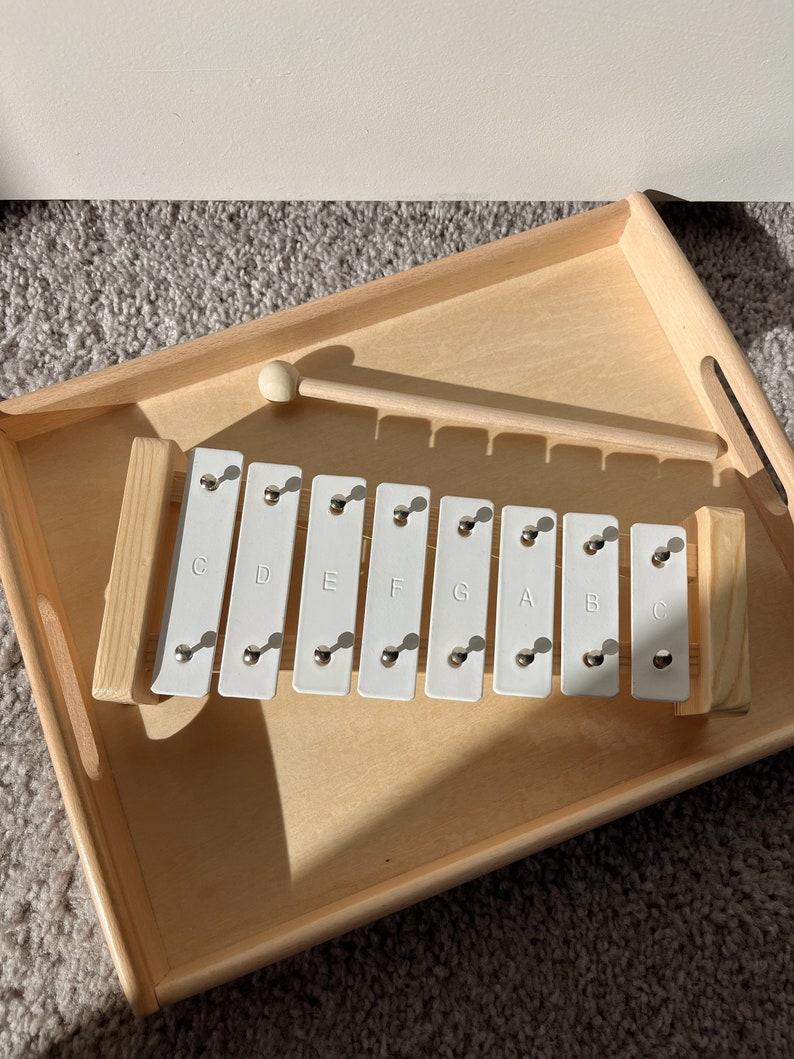 Baby Xylophone White Wooden Xylophone Montessori Kids Music Toy Instruments Gift for 1 year old Toddler Musical Instrument image 1