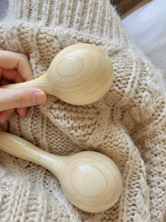 2 uds. De maracas de madera para bebes Maracas instrumentos para bebes para ninos sonajero Montessori hecho a mano juguete sensorial para bebes instrumento de musica Montessori Etsy Mexico
