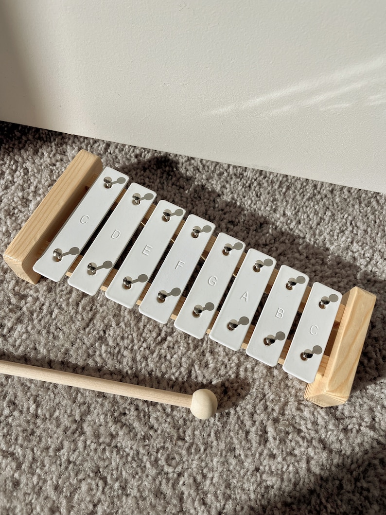 Baby Xylophone White Wooden Xylophone Montessori Kids Music Toy Instruments Gift for 1 year old Toddler Musical Instrument image 6