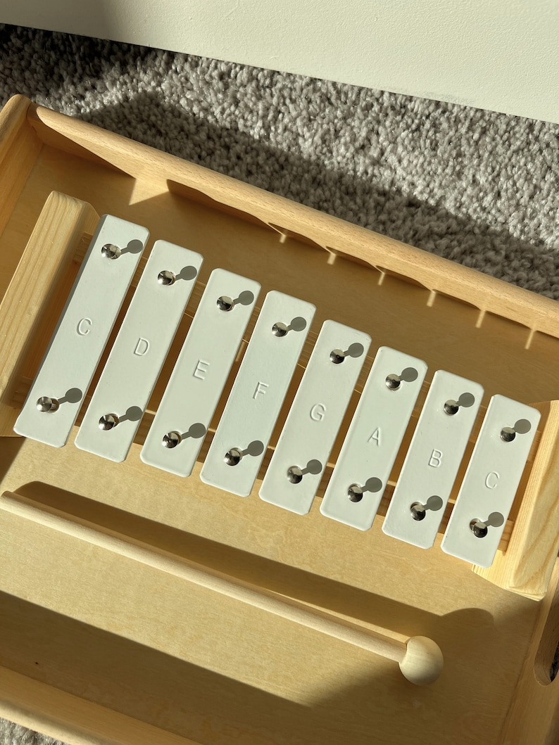 Baby Xylophone White Wooden Xylophone Montessori Kids Music Toy Instruments Gift for 1 year old Toddler Musical Instrument image 2