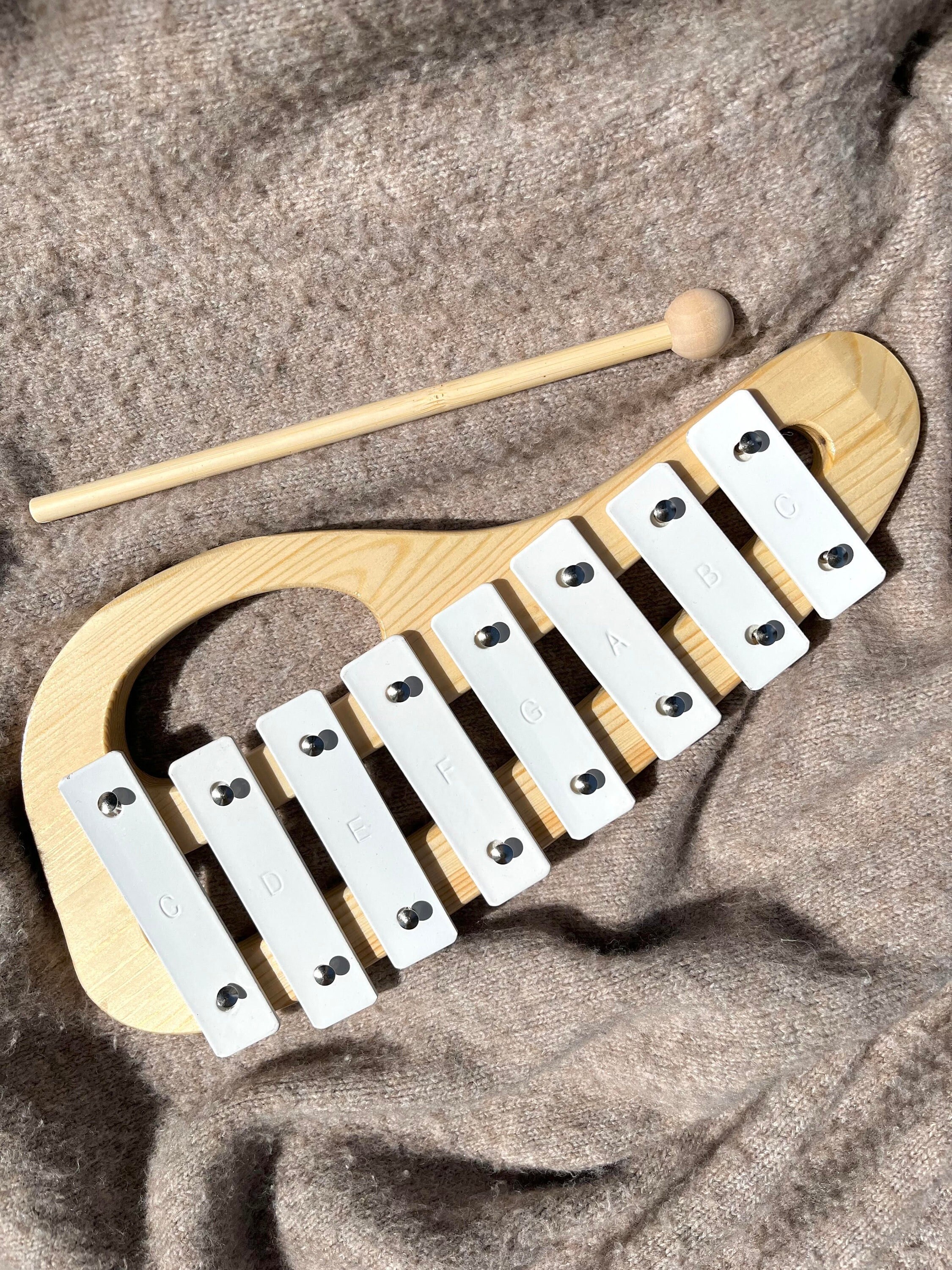 Clearance White Wooden Xylophone Baby Xylophone Montessori Etsy